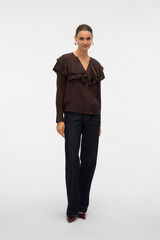 Vero Moda Ruffled neck blouse  Dark brown