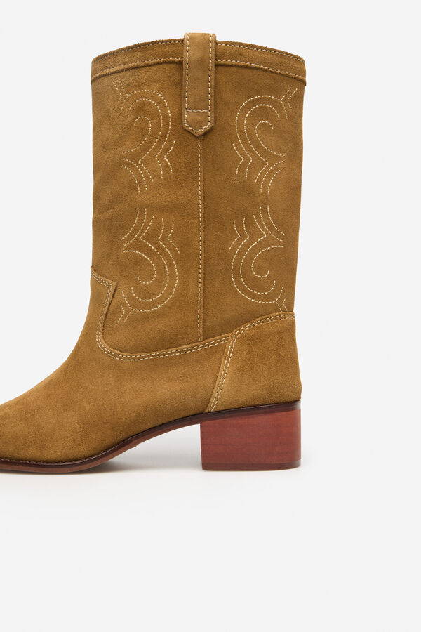 Cortefiel Split leather cowboy boots Dark brown
