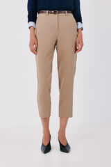 Cortefiel Women's tailored trousers with belt Beige
