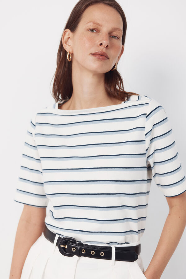 Cortefiel Boat neck t-shirt Printed green