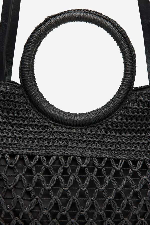 Cortefiel Bolso capazo espigas Negro