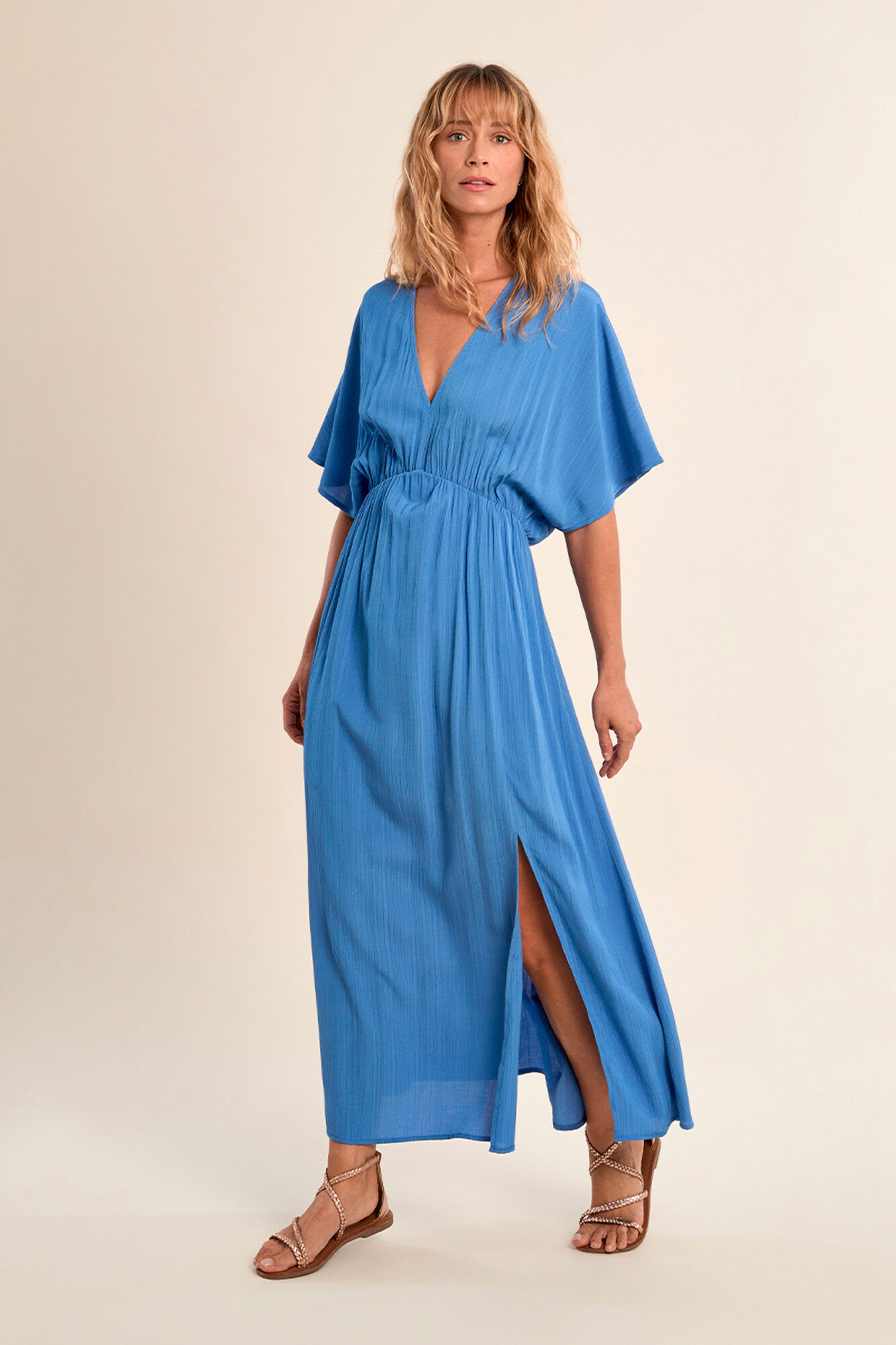 Molly Bracken Vestido comprido de manga curta com estampado