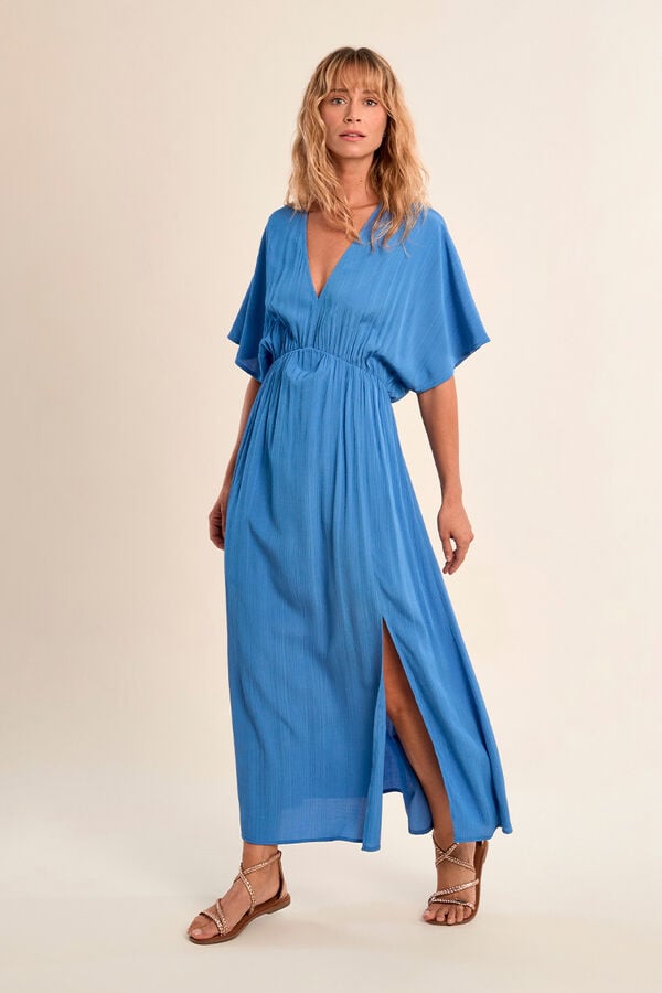 Molly Bracken Vestido comprido de manga curta com estampado Azul