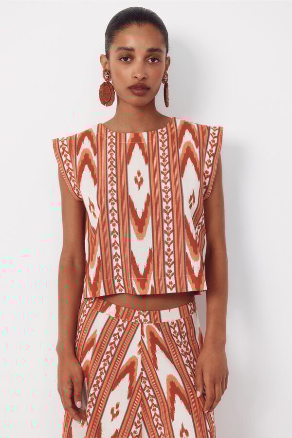 Cortefiel Printed top Printed red