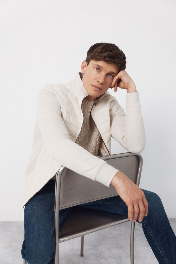 Cortefiel Cardig&atilde; de tecido combinada Tostado