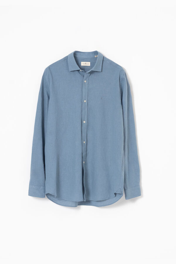 PuroEGO Camisa em linho porcelana Azul
