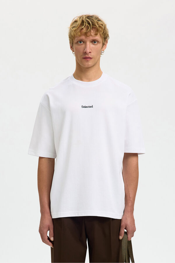 Selected Camiseta com logo de T-shirt de manga curta   Branco