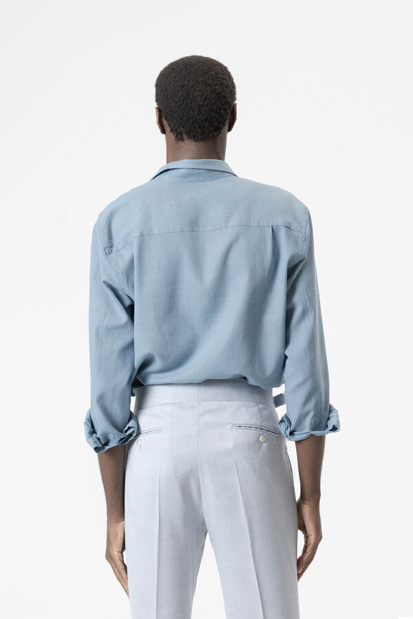 PuroEGO Camisa em linho porcelana Azul