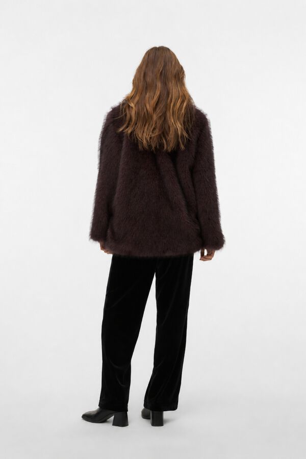 Vero Moda Faux fur jacket Dark brown