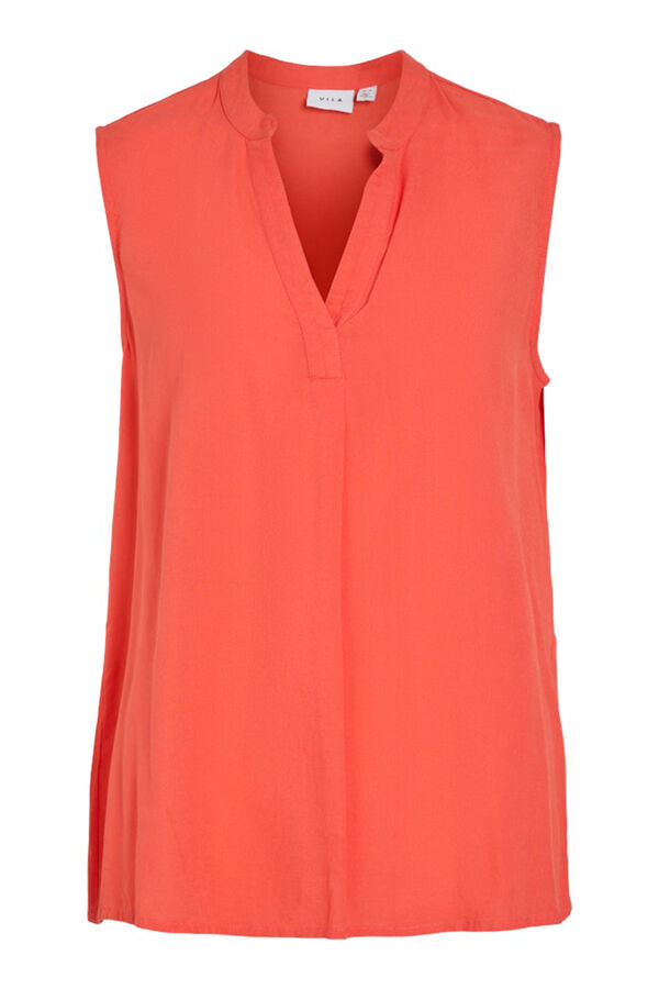 Vila Blusa de viscose mangas com gola mao Subiu