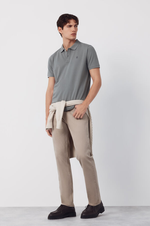 Cortefiel Piqu&eacute; basic slim polo shirt Kaki