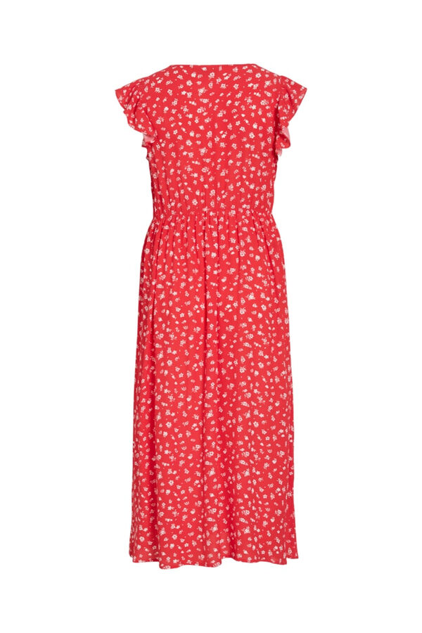 Vila Printed viscose midi dress Coral