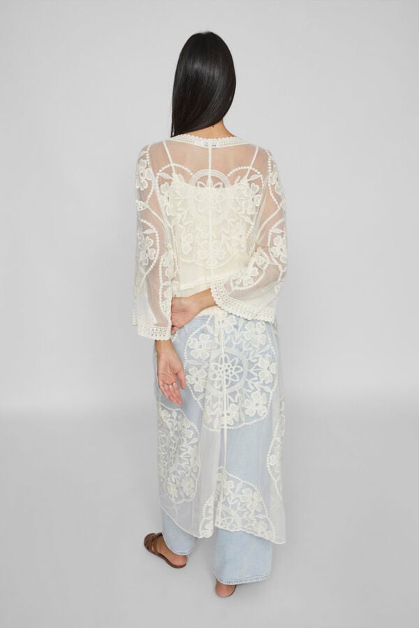 Cortefiel Embroidered midi kaftan Grey