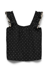 Vero Moda Top de al&ccedil;as com folhos Preto