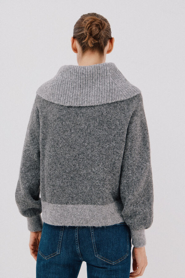 Cortefiel Combined knit jumper Grey