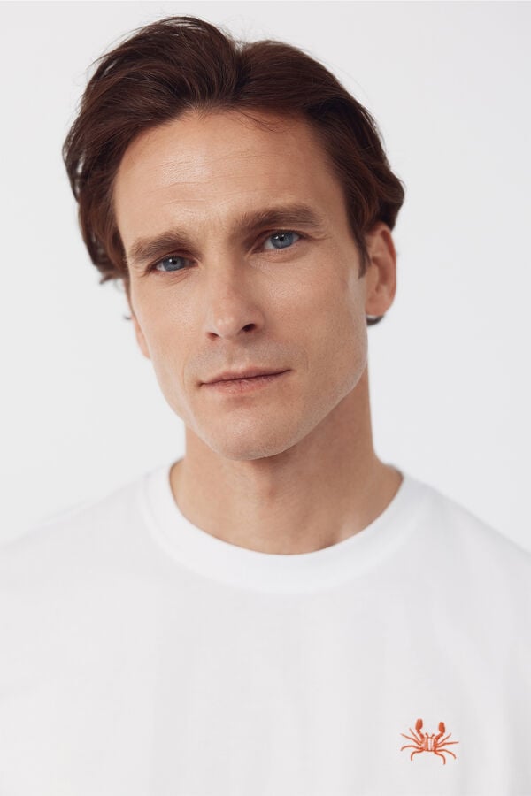 Cortefiel Embroidered T-shirt White