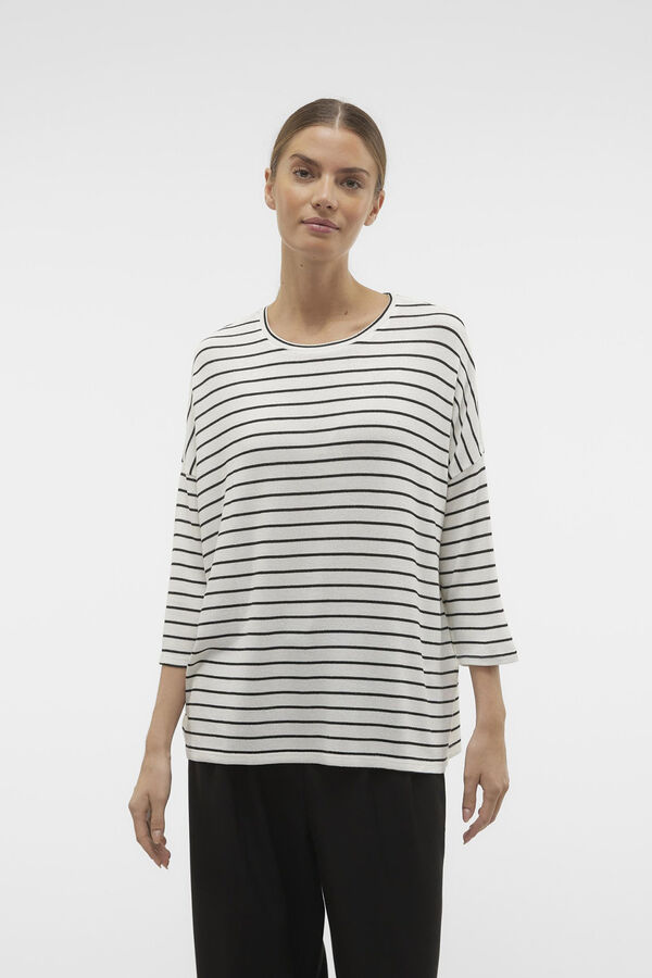 Vero Moda Camisola de malha manga 3/4 Branco