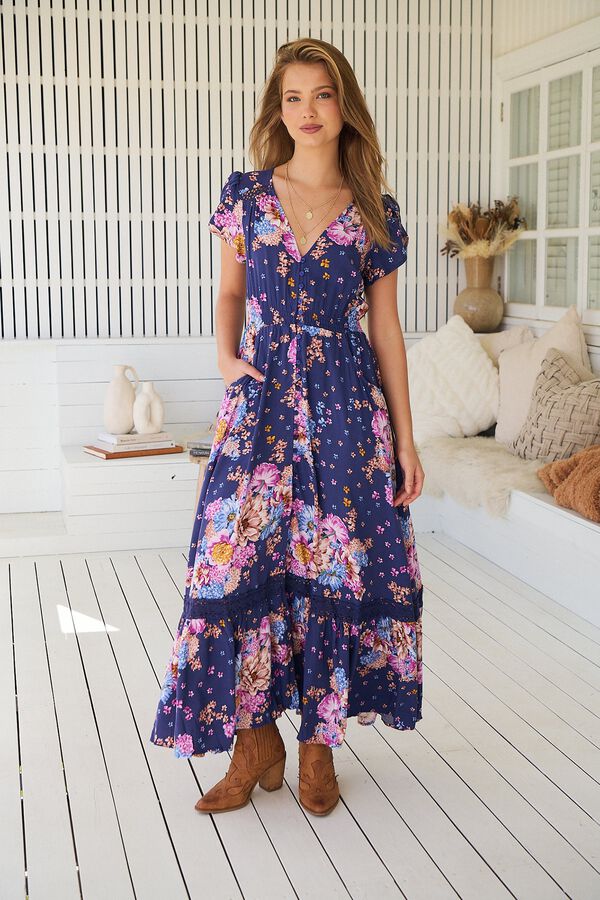 Jaase Carmen long dress Navy