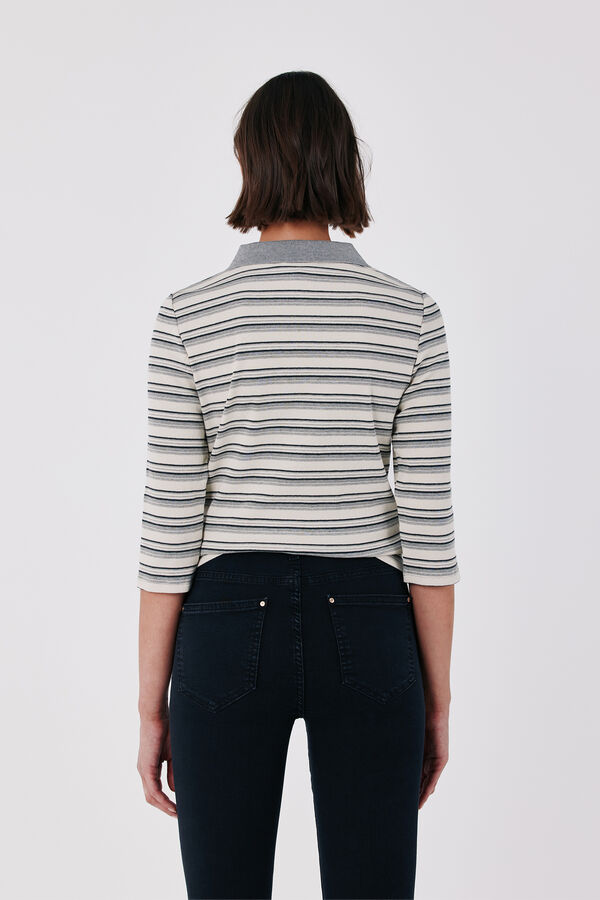 Cortefiel Striped polo shirt Printed white