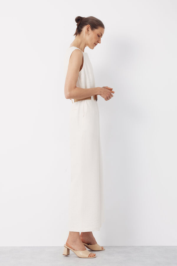 Cortefiel Belted jumpsuit Ivory