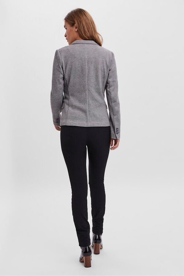 Vero Moda Blazer feminino de manga comprida com bolsos Cinzento