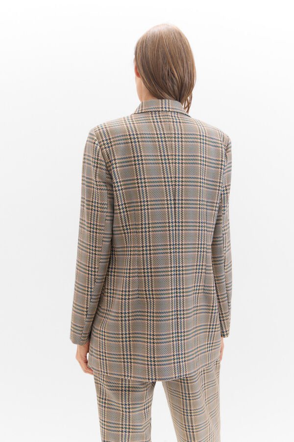 Cortefiel Checked crossed blazer Printed green