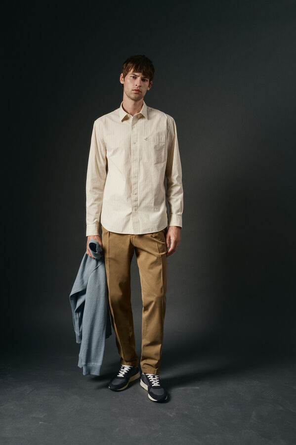 OOTO Camisa riscas estruturada Ecru