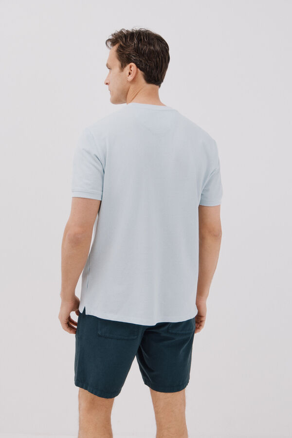 Cortefiel Basic piqué T-shirt Blue