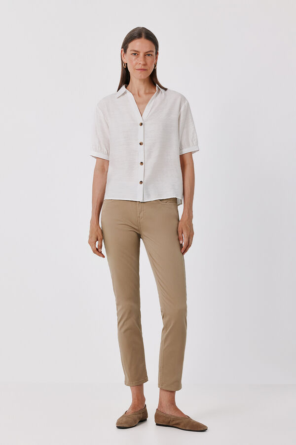 Cortefiel Short sleeve shirt Ivory