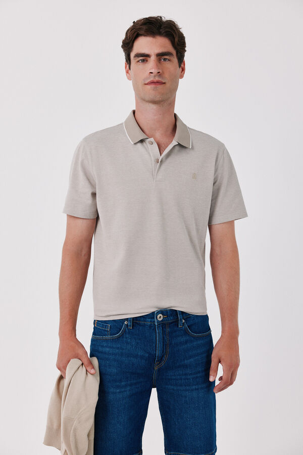 Cortefiel Polo oxford piqu&eacute; Beige