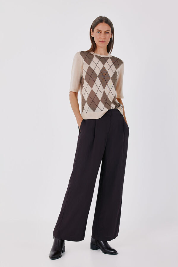 Cortefiel Diamond knit jumper Ivory