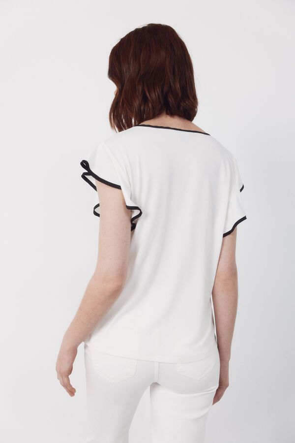 Cortefiel Contrasting piping jersey-knit top White