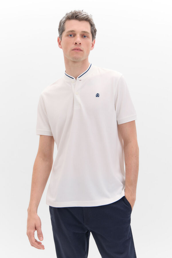 Cortefiel Coolmax polo shirt with bomber collar White