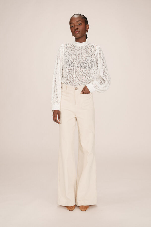 Grace & Mila Calça de veludo cotelê com bolsos frontais Branco