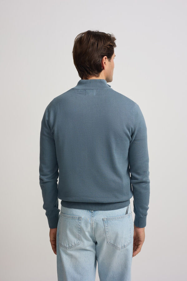 Silbon Camisola lisa meio fecho-&eacute;clair Azul