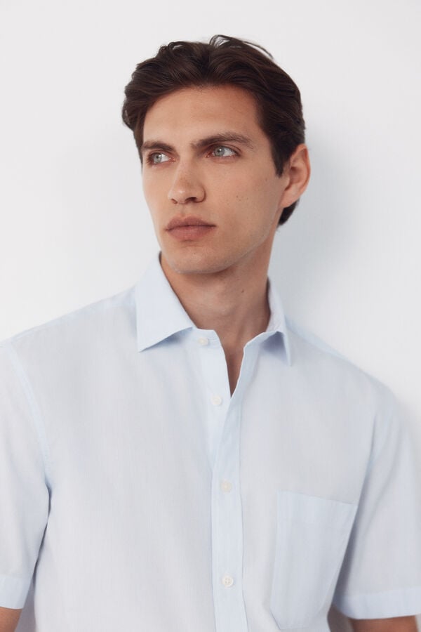 Cortefiel Striped short sleeve shirt Blue