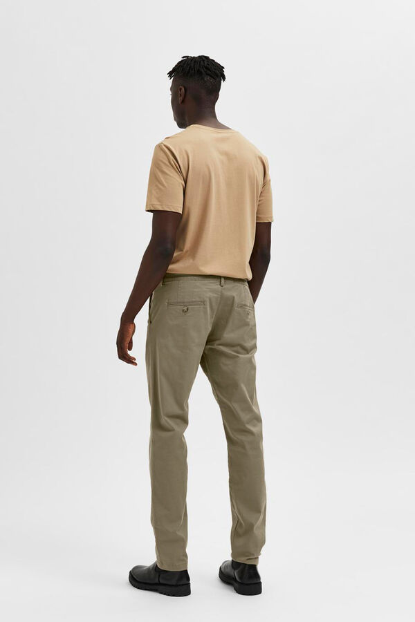 Selected Pantalón chino Slim Fit confeccionado con algodón orgánico Marrón