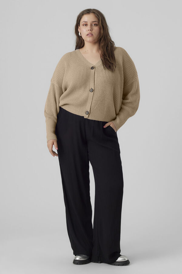 Cortefiel Plus size cold jersey-knit cardigan Nude