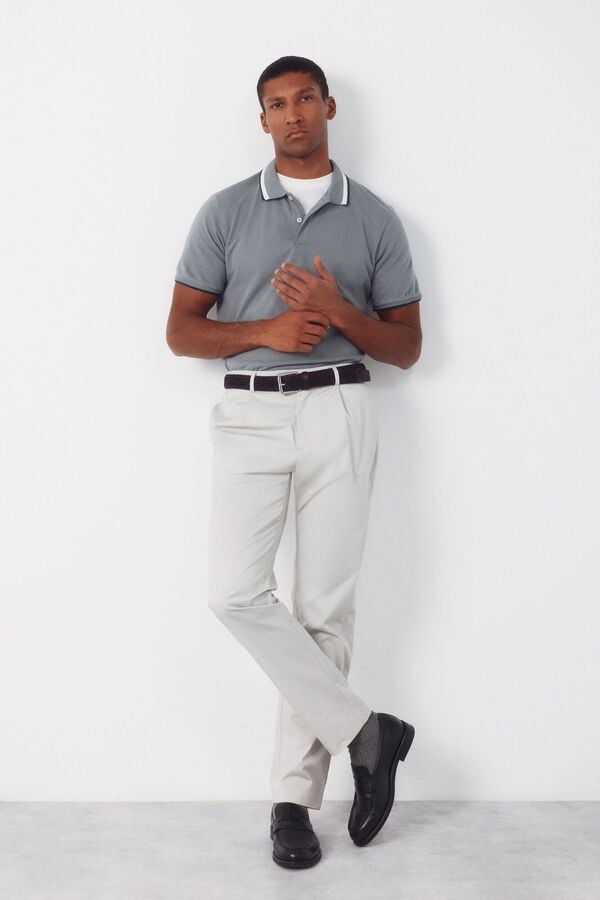 Cortefiel Polo estructura cuello fantas&iacute;a Gris