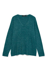 Vero Moda Women's fine jersey-knit jumper with glitter Dark green