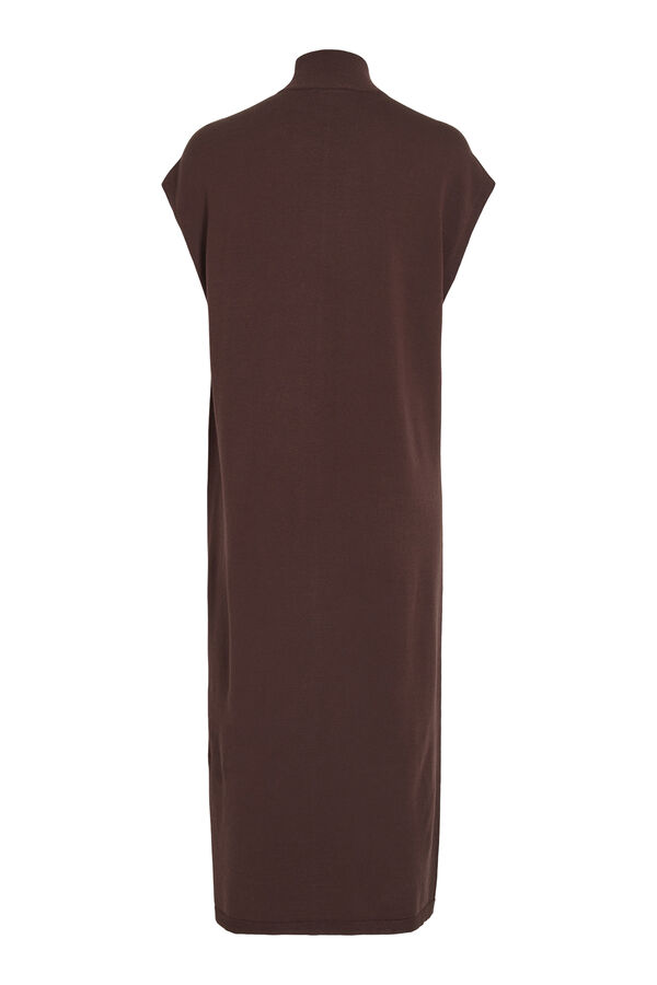 Cortefiel Jersey-knit dress with high neck Brown