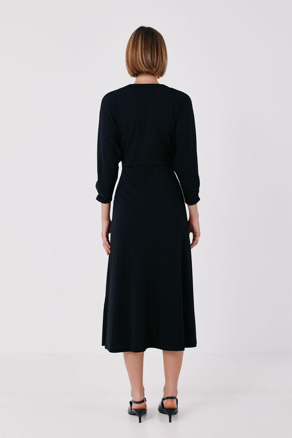 Cortefiel Vestido fluido el&aacute;stico Preto