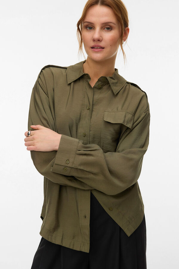 Vero Moda Camisa safari manga comprida Verde