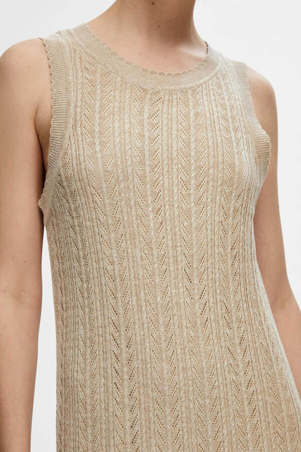 Cortefiel Long jersey-knit dress made with tencel. Beige