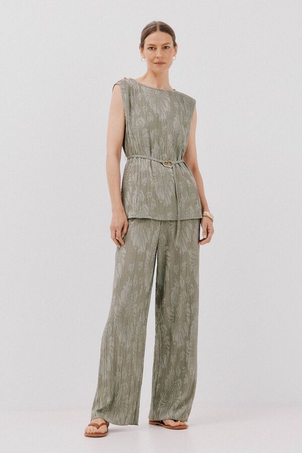 Cortefiel Jacquard knit trousers Kaki