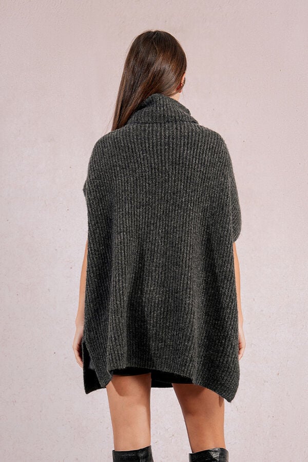 Molly Bracken Poncho assimétrico com gola alta Cinzento