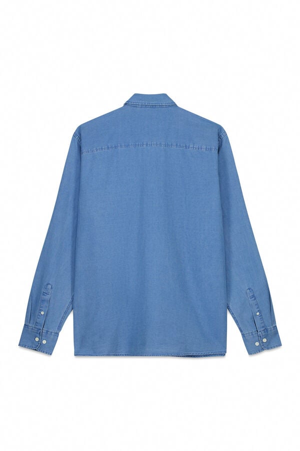 OOTO Camisa vaquera tejido espiga Azul