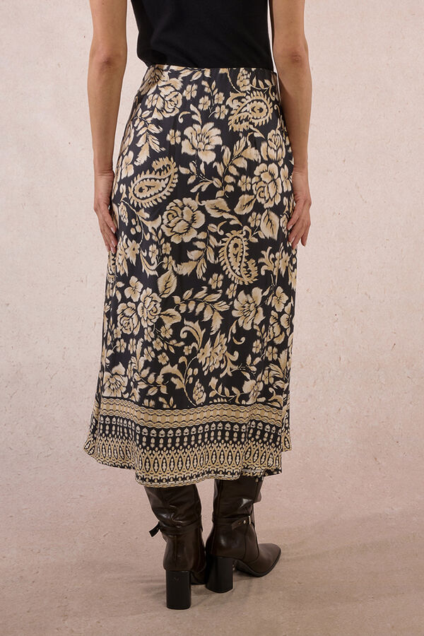 Molly Bracken Saia longa de cetim com estampado Multicolorido