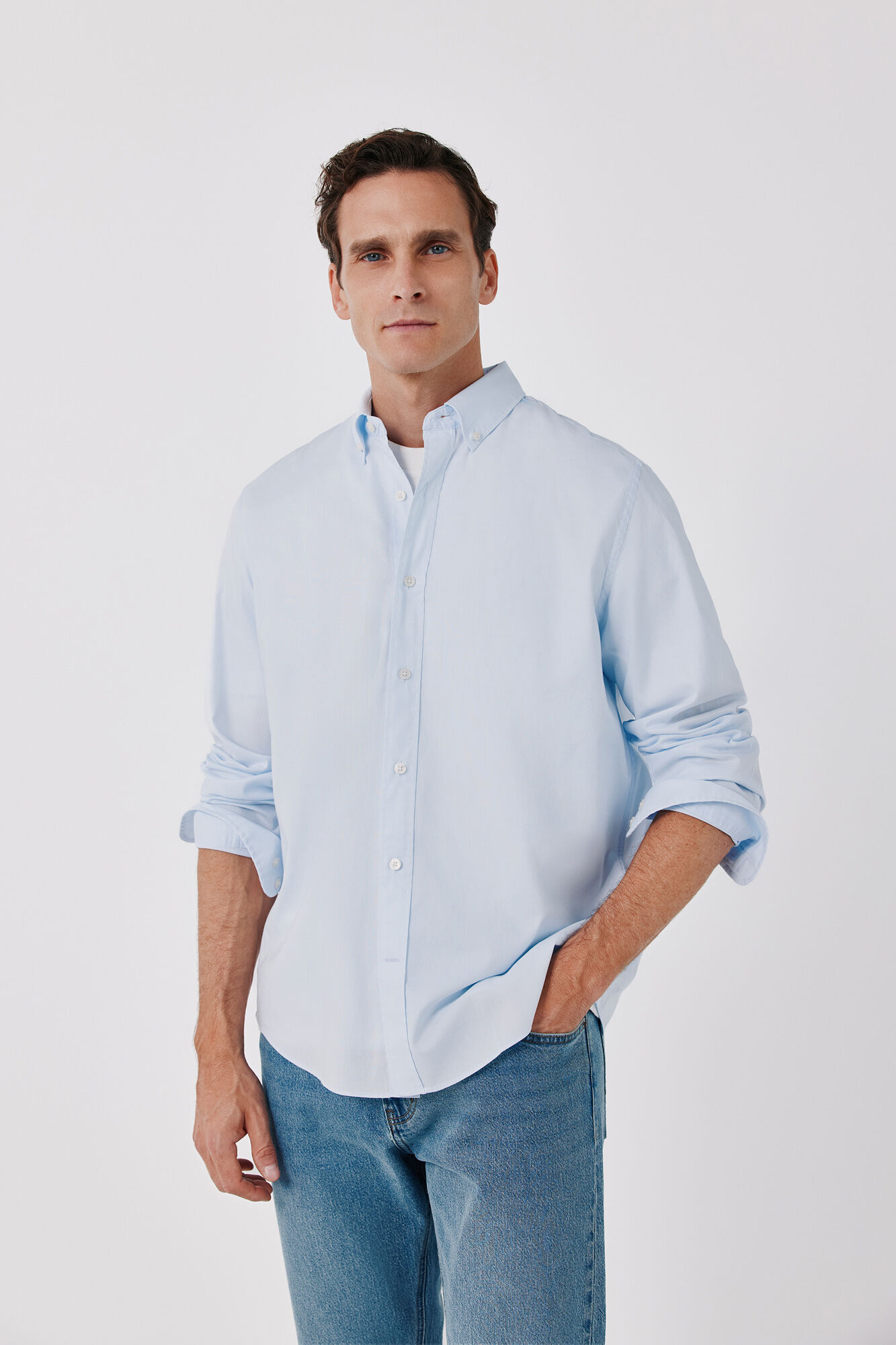Cortefiel Plain light oxford shirt