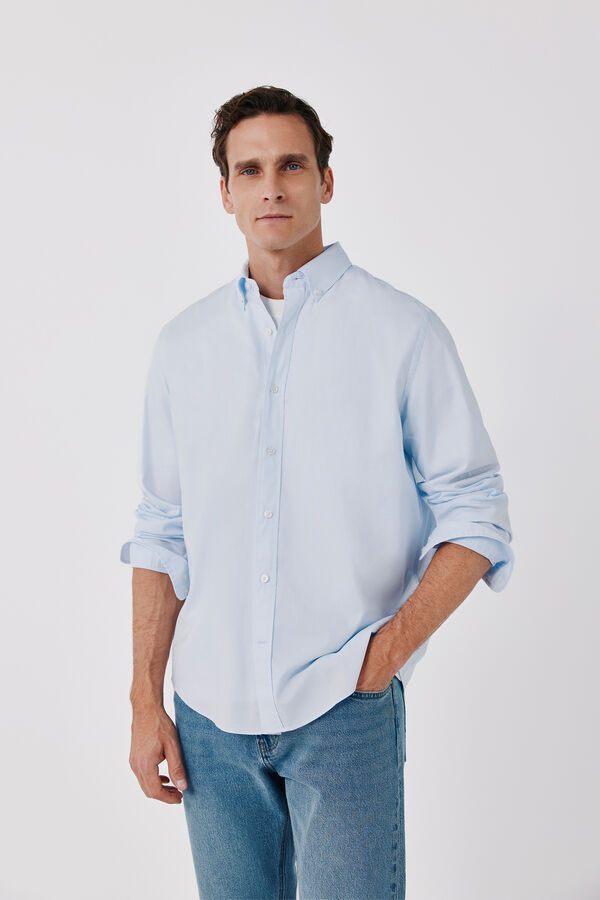 Cortefiel Plain light oxford shirt Blue